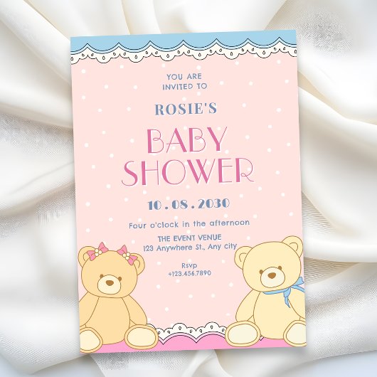Invitation Douce ours fête de naissance