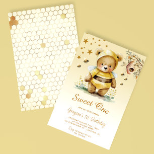 Invitation Douce Ourse en Miel 1er Anniversaire
