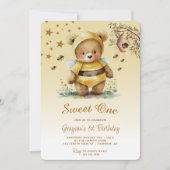 Invitation Douce Ourse en Miel 1er Anniversaire (Devant)
