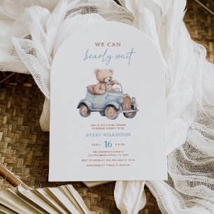 Invitation Douce Ourson Bleu Garçon Baby Shower