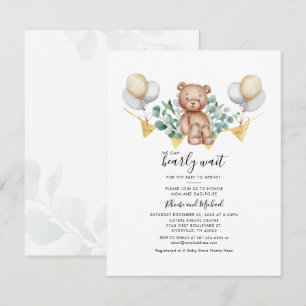 Invitation Douce Ourson Botanique Eucalyptus Fête de Naissanc