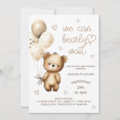 Invitation Douce Ourson Fête de Naissance Bébé Neutre  (Devant)