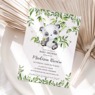Invitation Douce Ourson Panda Bambou Verdure Baby Shower 