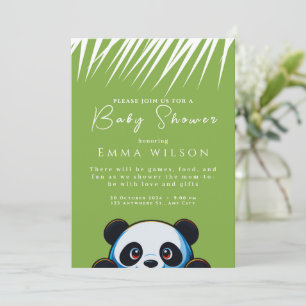 Invitation Douce Ourson Panda Feuilles Tropicales Baby Shower