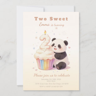 Invitation Douce Panda Pastel Bébé 2e Anniversaire