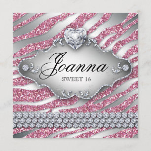 Invitation Douce Parties scintillant de bijoux rose Invitatio