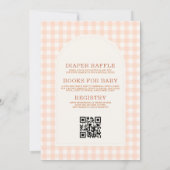Invitation Douce Peachy Gingham Combinaison Bébé Shower (Dos)