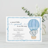 Invitation Douce Petit Arachide Elephant Baby Boy Douche (Debout devant)