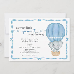 Invitation Douce Petit Arachide Elephant Baby Boy Douche