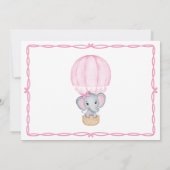 Invitation Douce Petit Arachide Elephant Bébé Fille Douche (Dos)