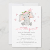 Invitation Douce Petit Arachide rose Eléphant Chaussure bébé (Devant)