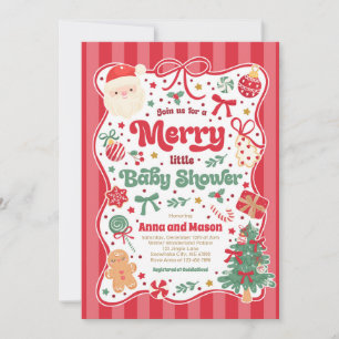 Invitation Douce Petite Baby Shower Noël Coquette Arc