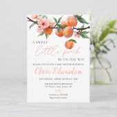 Invitation Douce petite Baby Shower Pêche (Debout devant)