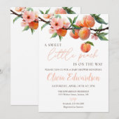 Invitation Douce petite Baby Shower Pêche (Devant / Derrière)