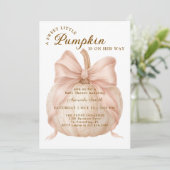 Invitation Douce petite citrouille arc bébé Shower (Debout devant)