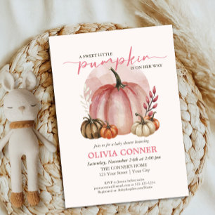 Invitation Douce petite citrouille automne bébé rose Baby Sho