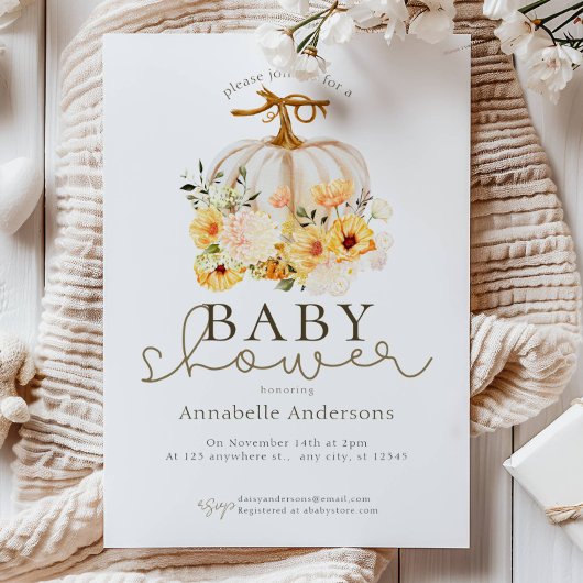 Invitation Douce petite citrouille Fête de bébé neutre