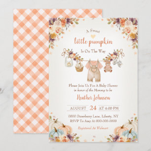 Invitation Douce petite citrouille Fête prénatale de bébé d'a
