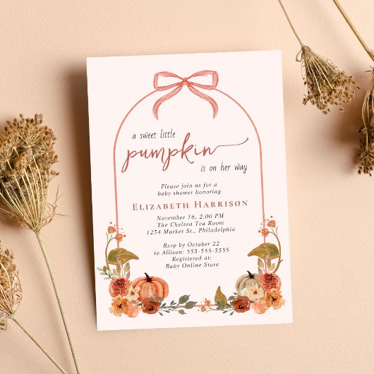 Invitation Douce Petite Citrouille Fille de Bébé Fête de Nais