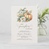 Invitation Douce petite citrouille florale bébé shower d'auto (Debout devant)