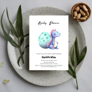 Invitation Douce petite dinosaure avec son œuf Baby Shower