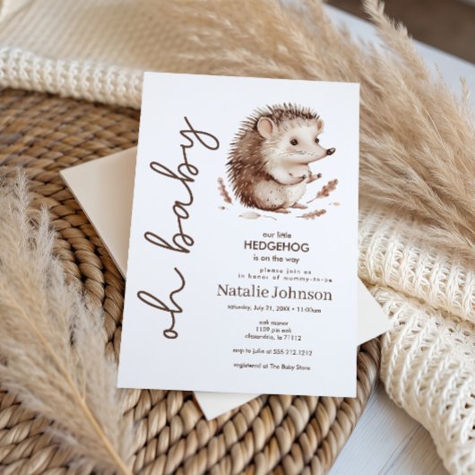 Invitation Douce petite fée hérisson Oh Baby Shower