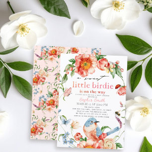 Invitation Douce petite fée rose Fleurie Fille Baby Shower