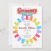 Invitation Douce petite fête bébé ours gommé pastel (Devant)