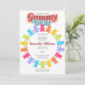 Invitation Douce petite fête bébé ours gommé pastel (Debout devant)