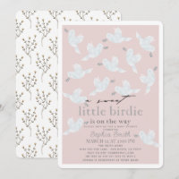 Douce Petite Fête de Bébé Fille Oiseaux Roses