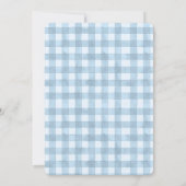 Invitation Douce petite fête de bébé Goose Blue Gingham (Dos)