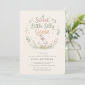 Invitation Douce petite fête de bébé Goose Sage Gingham (Debout devant)