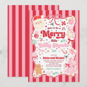 Invitation Douce Petite Fête de Bébé Noël Coquette Arc (Devant / Derrière)