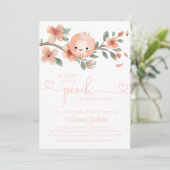 Invitation Douce petite fête de bébé Pêche (Debout devant)