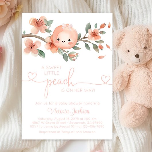Invitation Douce petite fête de bébé Pêche