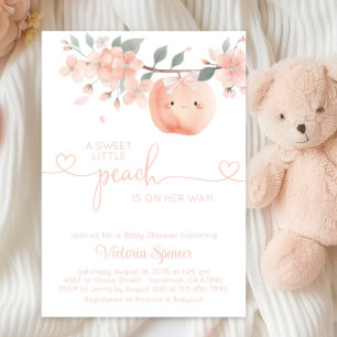 Invitation Douce Petite Fille Baby Shower Pêche