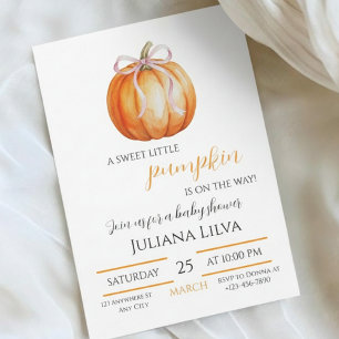 Invitation Douce petite fille citrouille Baby Shower 