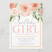Invitation Douce petite fille rose florale Baby Shower (Devant)