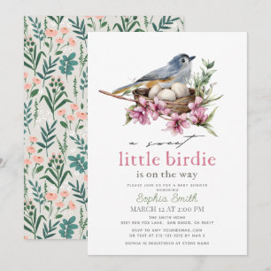 Invitation Douce Petite Florale Nid Fille Baby Shower