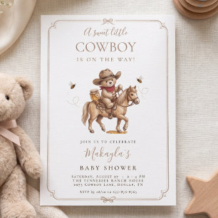 Invitation Douce Petite Ours en Teddy Bear Cowboy Fête de Nai