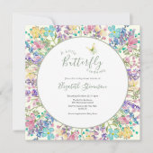 Invitation Douce Petite Papillon Fleurs Bébé Shower (Devant)