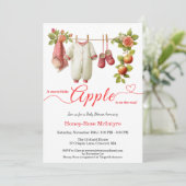 Invitation Douce petite pomme Baby Shower | Bébé rustique d'a (Debout devant)