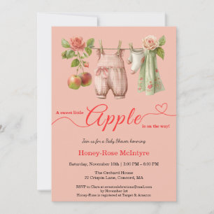 Invitation Douce petite pomme Baby Shower Bébé rustique d'a