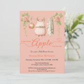 Invitation Douce petite pomme Baby Shower | Bébé rustique d'a (Debout devant)