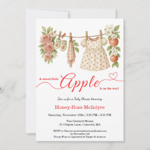 Invitation Douce petite pomme Baby Shower Bébé Rustique d'A