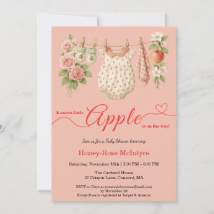 Invitation Douce petite pomme Baby Shower Bébé rustique d'a