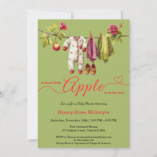 Invitation Douce petite pomme Baby Shower Bébé rustique d'a