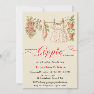 Invitation Douce petite pomme Baby Shower Bébé rustique d'a