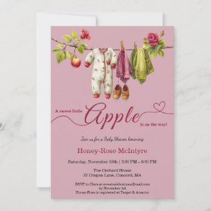 Invitation Douce petite pomme Baby Shower Bébé rustique d'a