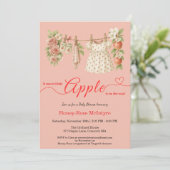 Invitation Douce petite pomme Baby Shower | Bébé rustique d'a (Debout devant)